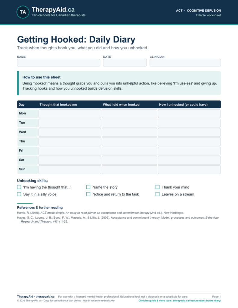 Preview of the Getting Hooked: Daily Diary worksheet