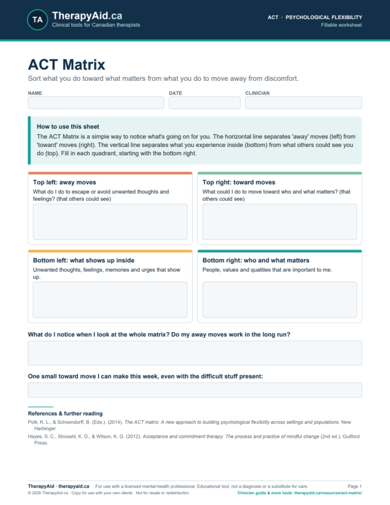 Preview of the ACT Matrix worksheet