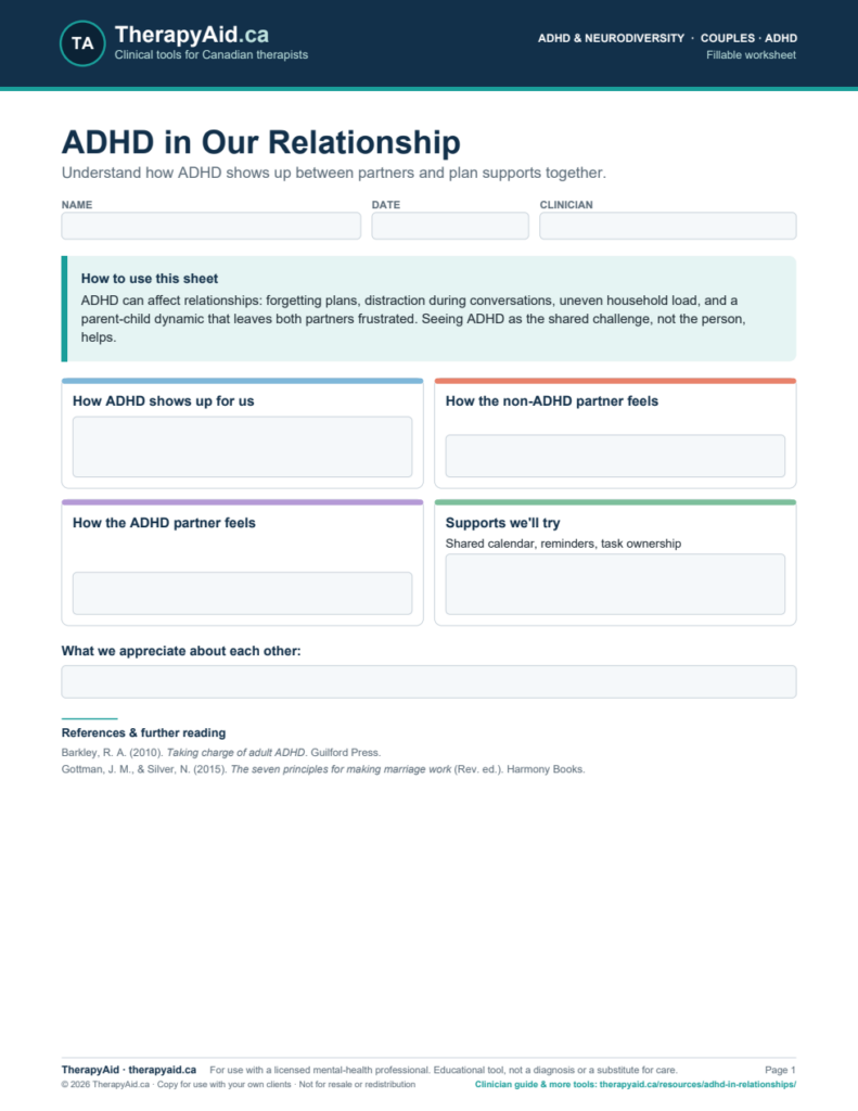 Preview of the ADHD in Our Relationship worksheet