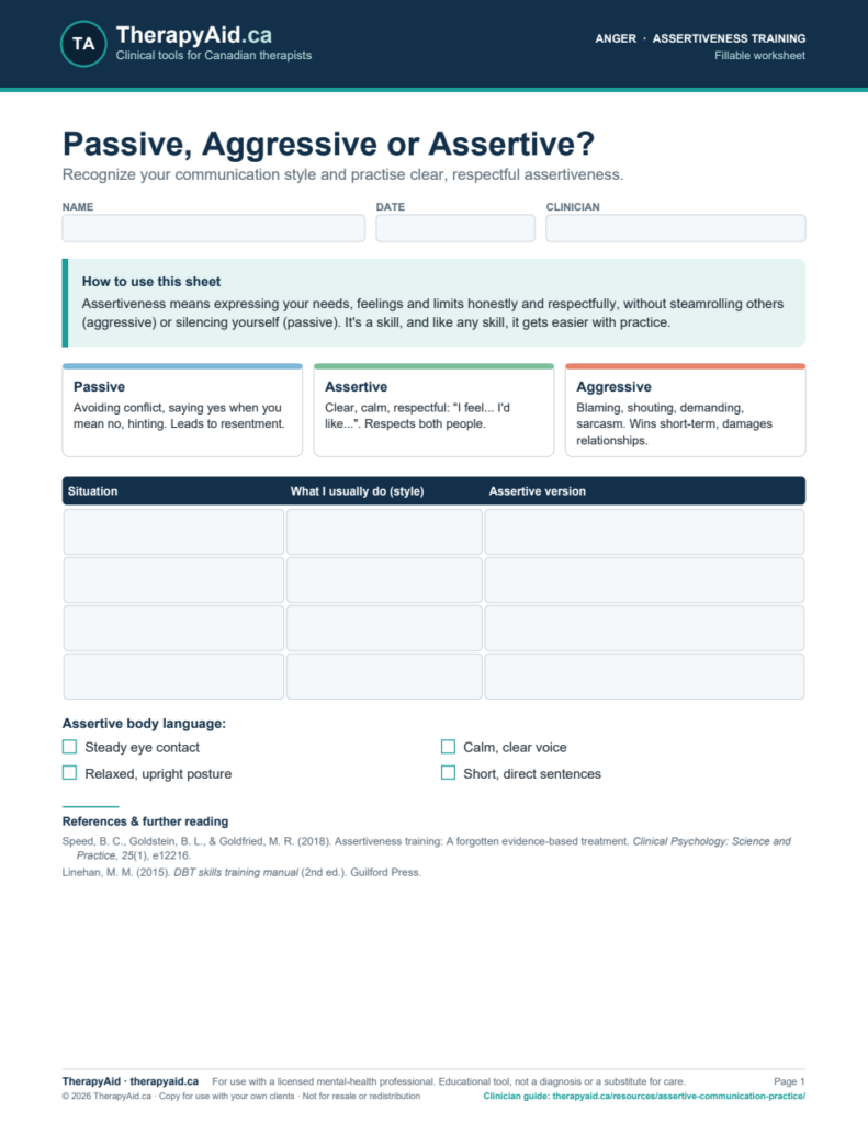 Preview of the Passive, Aggressive or Assertive? worksheet