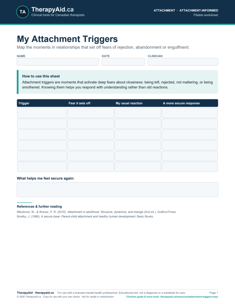 Preview of the My Attachment Triggers worksheet