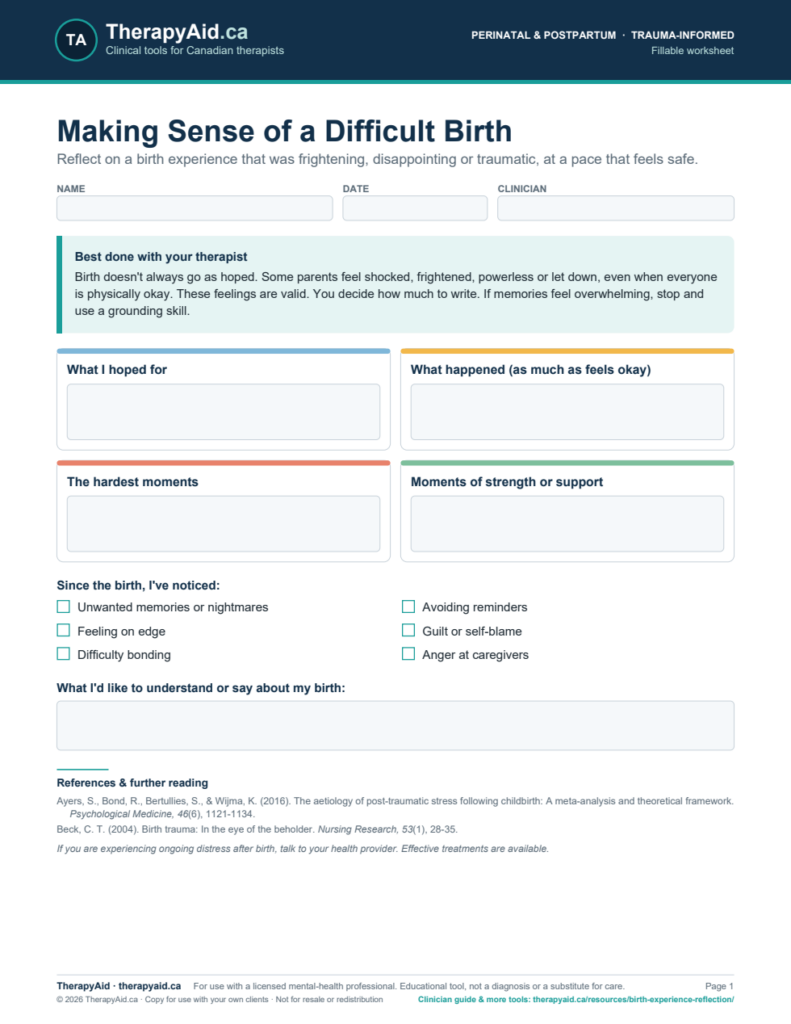 Preview of the Making Sense of a Difficult Birth worksheet