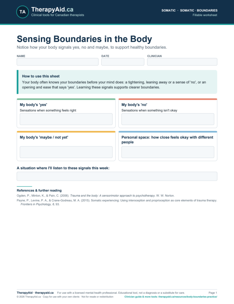 Preview of the Sensing Boundaries in the Body worksheet