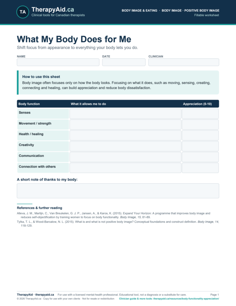 Preview of the What My Body Does for Me worksheet