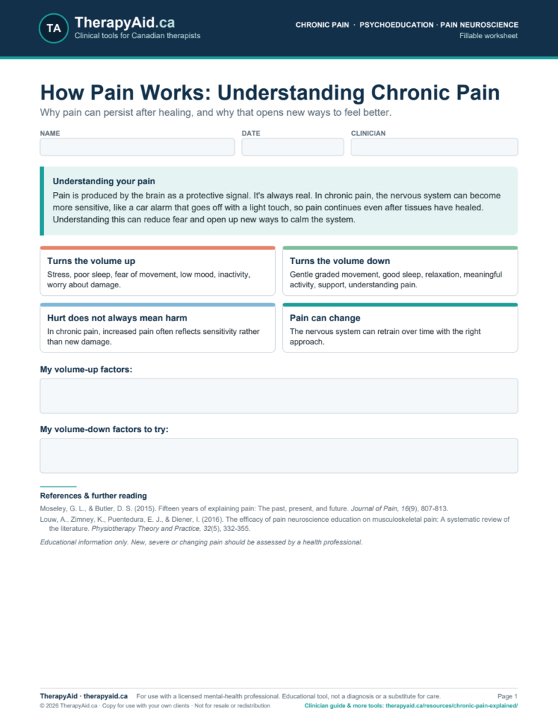 Preview of the How Pain Works: Understanding Chronic Pain worksheet