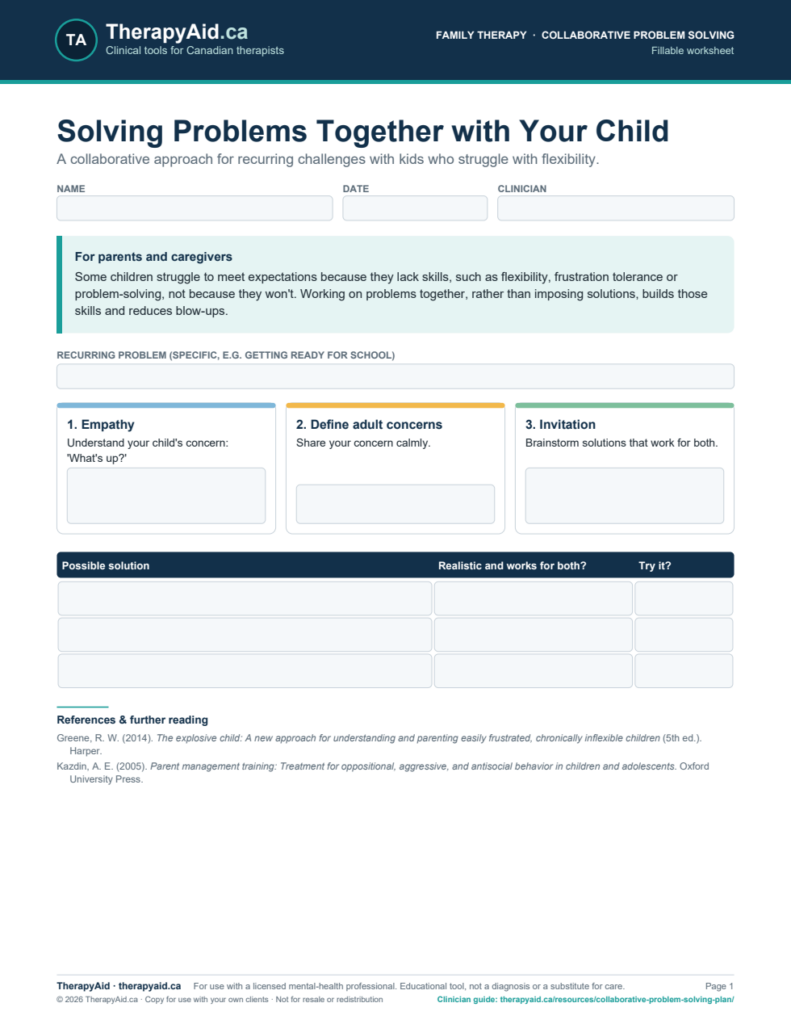 Preview of the Solving Problems Together with Your Child worksheet