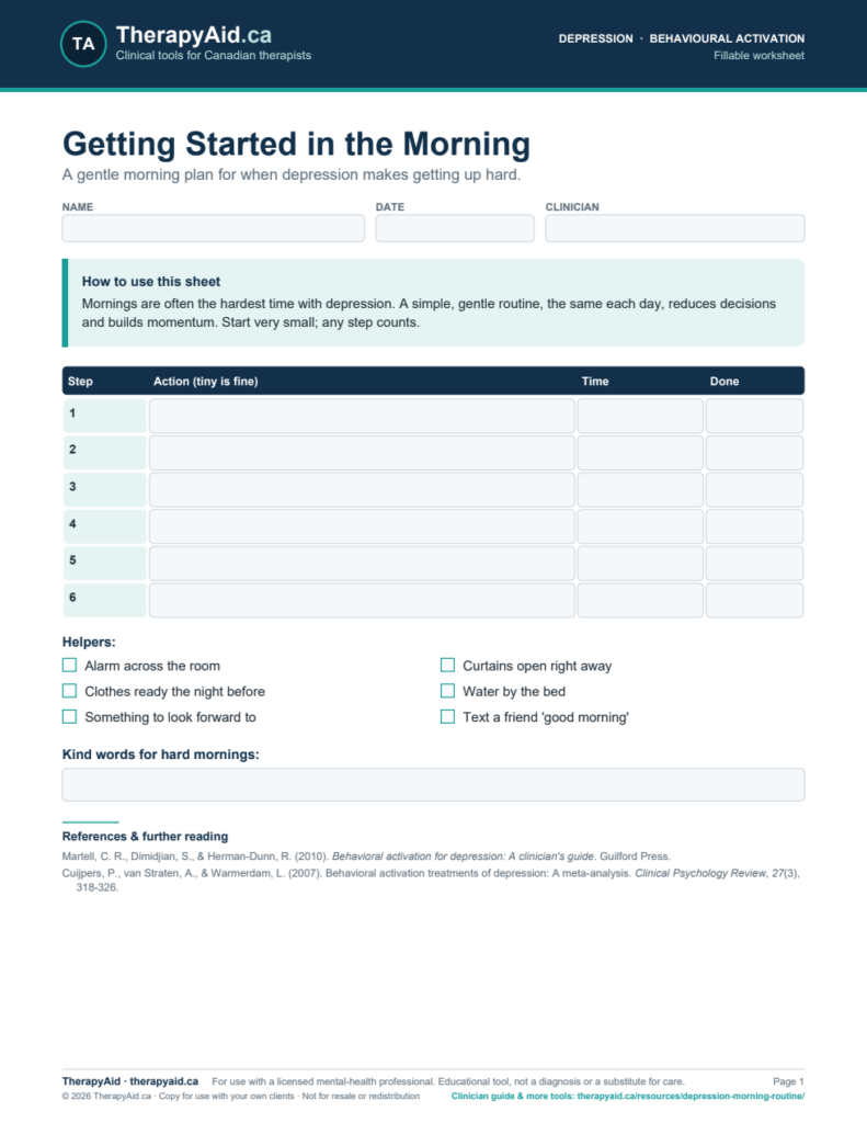 Preview of the Getting Started in the Morning worksheet