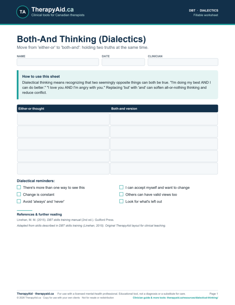 Preview of the Both-And Thinking (Dialectics) worksheet