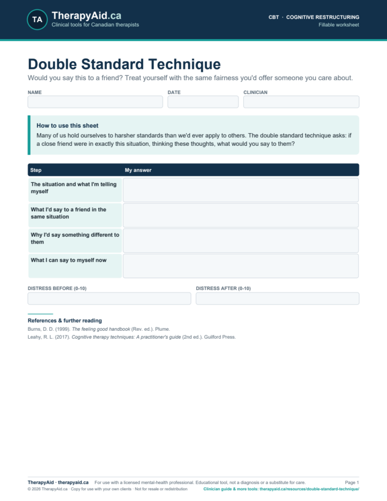 Preview of the Double Standard Technique worksheet