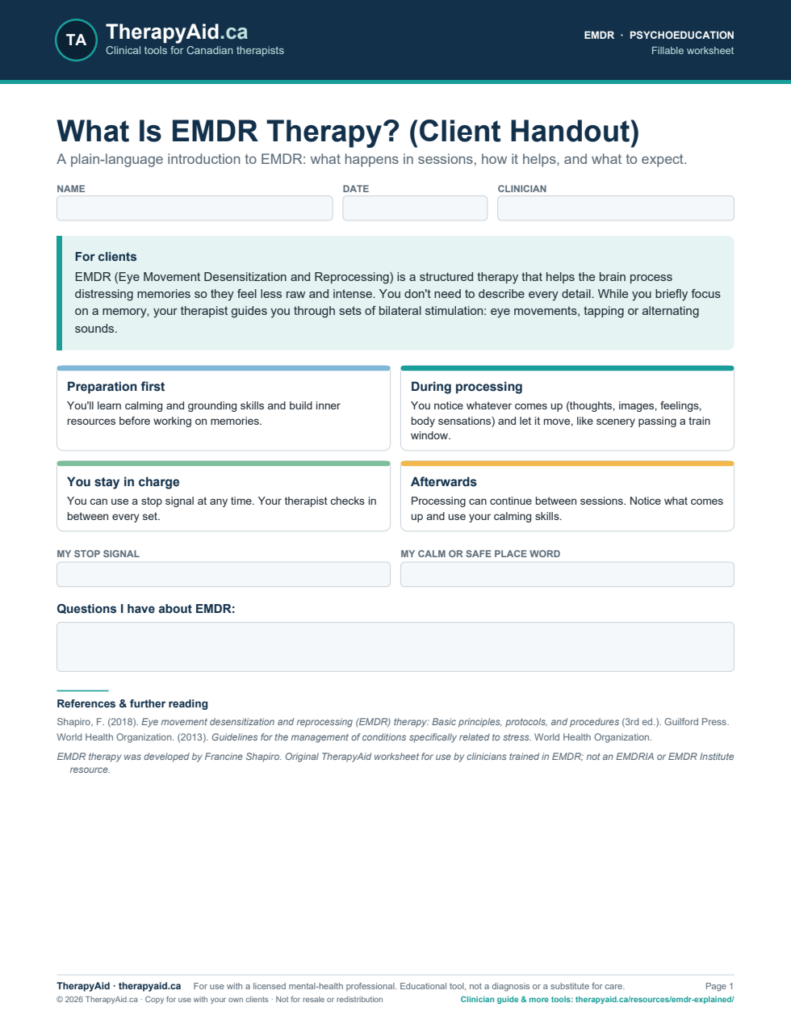 Preview of the What Is EMDR Therapy? (Client Handout) worksheet
