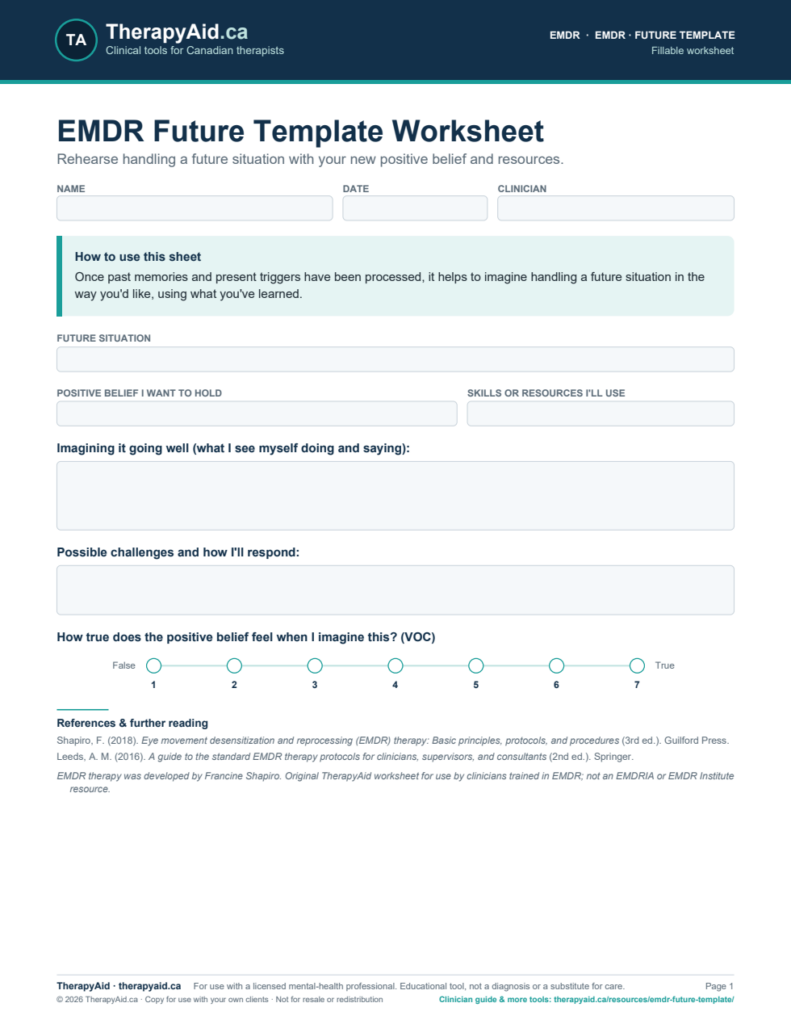 Preview of the EMDR Future Template Worksheet worksheet