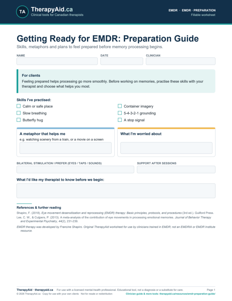 Preview of the Getting Ready for EMDR: Preparation Guide worksheet