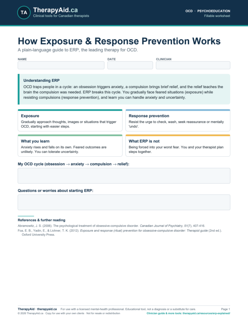 Preview of the How Exposure & Response Prevention Works worksheet