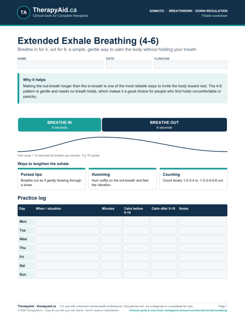 Preview of the Extended Exhale Breathing (4-6) worksheet
