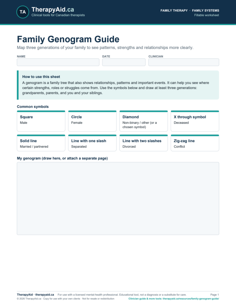 Preview of the Family Genogram Guide worksheet