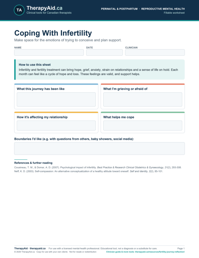 Preview of the Coping With Infertility worksheet