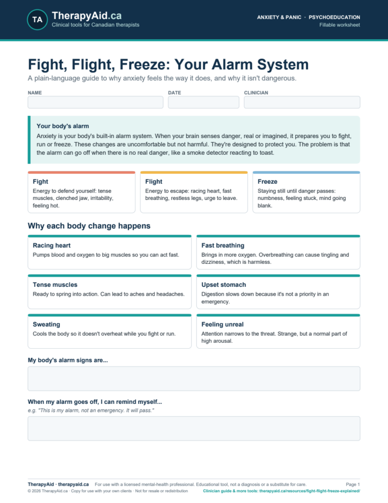 Preview of the Fight, Flight, Freeze: Your Alarm System worksheet