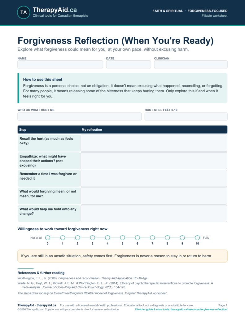 Preview of the Forgiveness Reflection (When You’re Ready) worksheet