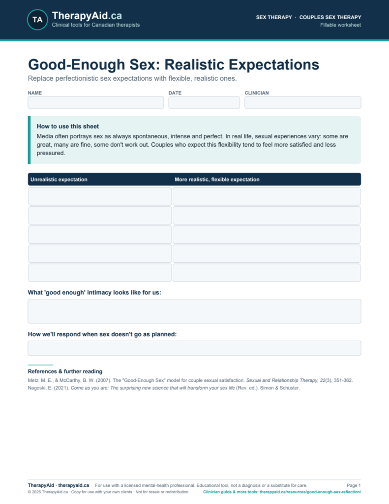 Preview of the Good-Enough Sex: Realistic Expectations worksheet