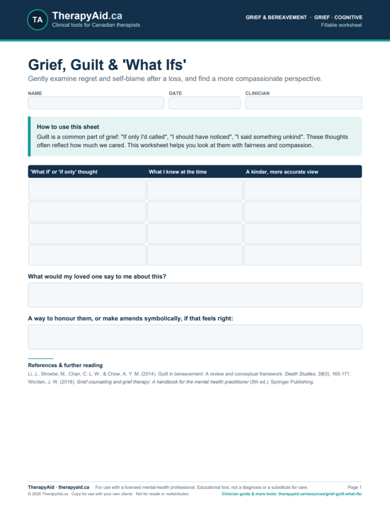 Preview of the Grief, Guilt & ‘What Ifs’ worksheet