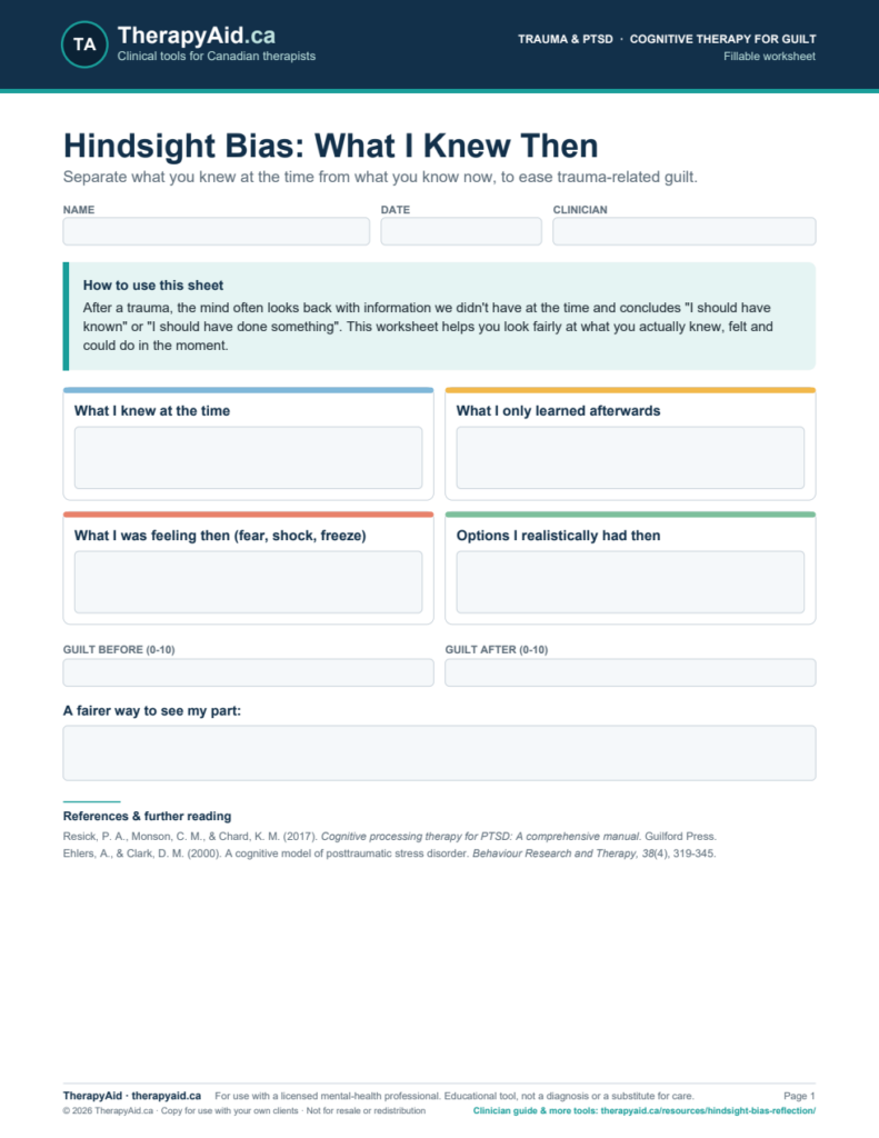 Preview of the Hindsight Bias: What I Knew Then worksheet