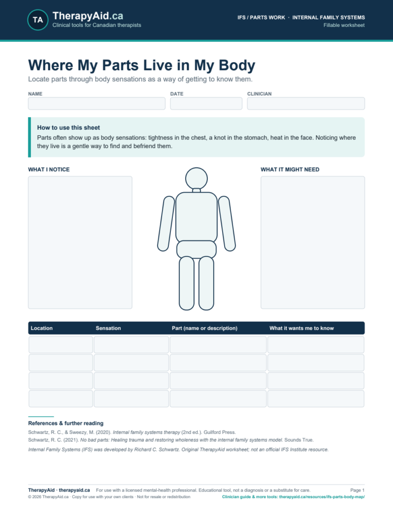 Preview of the Where My Parts Live in My Body worksheet