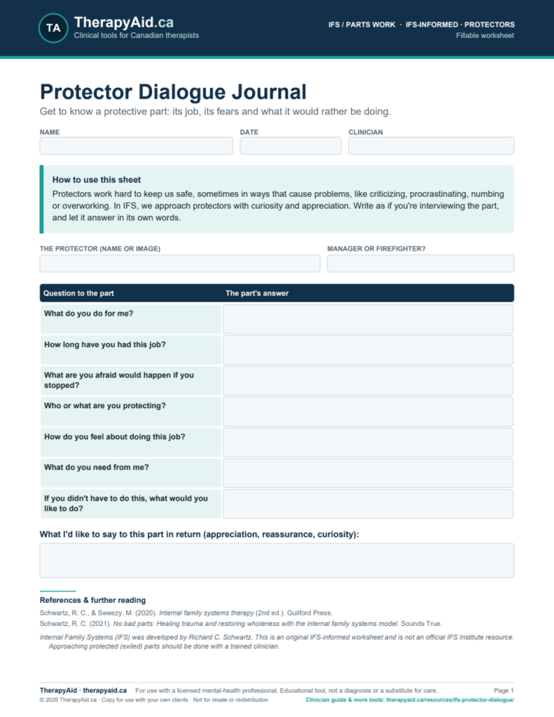 Preview of the Protector Dialogue Journal worksheet