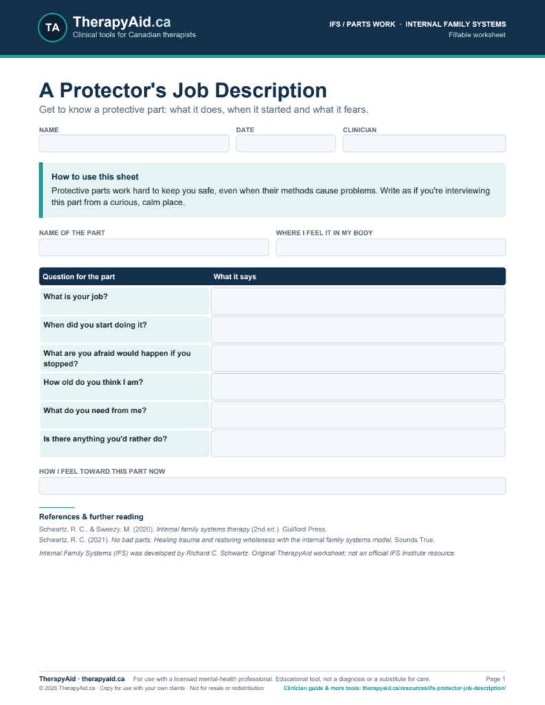 Preview of the A Protector’s Job Description worksheet