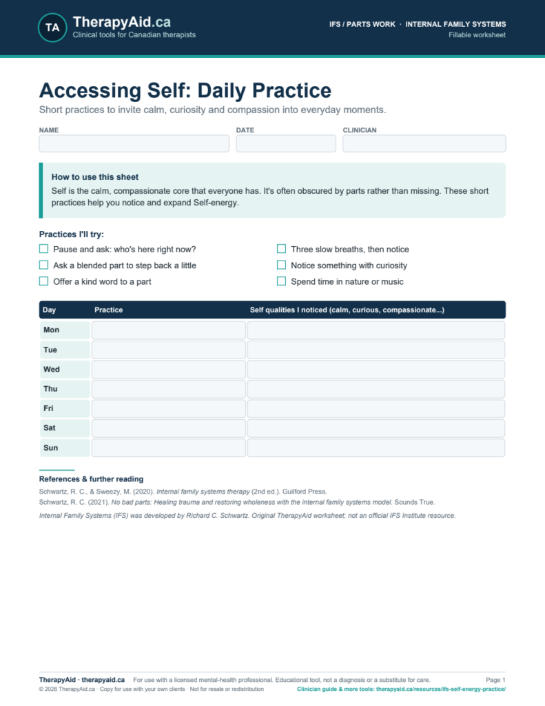Preview of the Accessing Self: Daily Practice worksheet