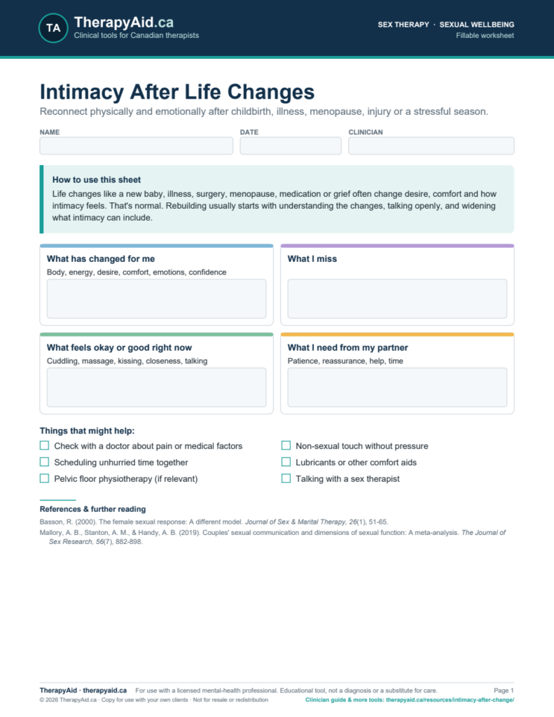 Preview of the Intimacy After Life Changes worksheet
