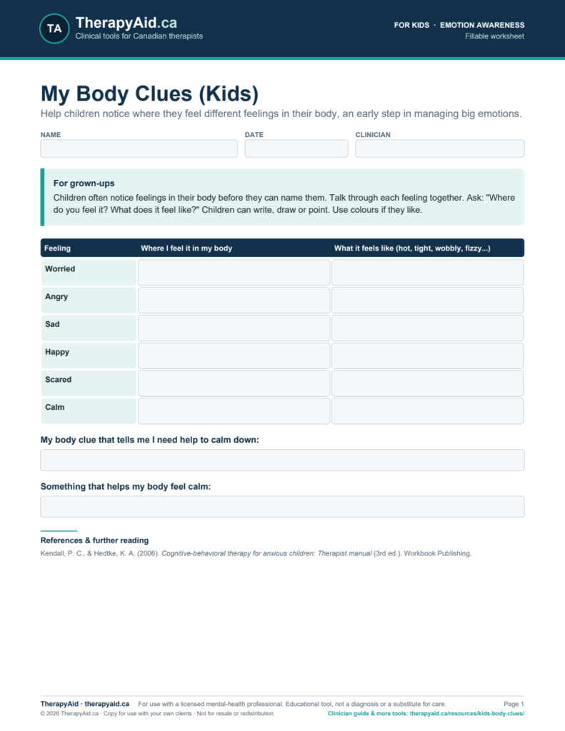 Preview of the My Body Clues (Kids) worksheet