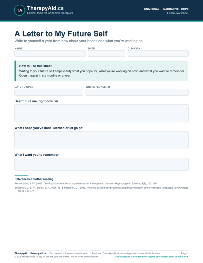 Preview of the A Letter to My Future Self worksheet