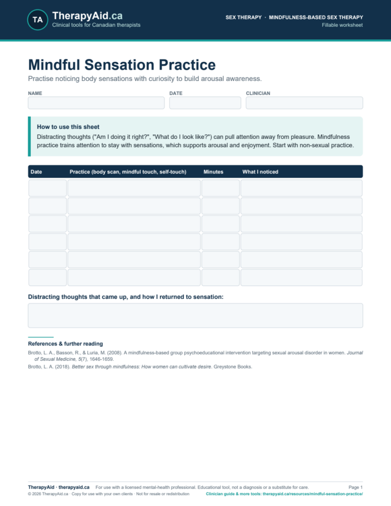 Preview of the Mindful Sensation Practice worksheet