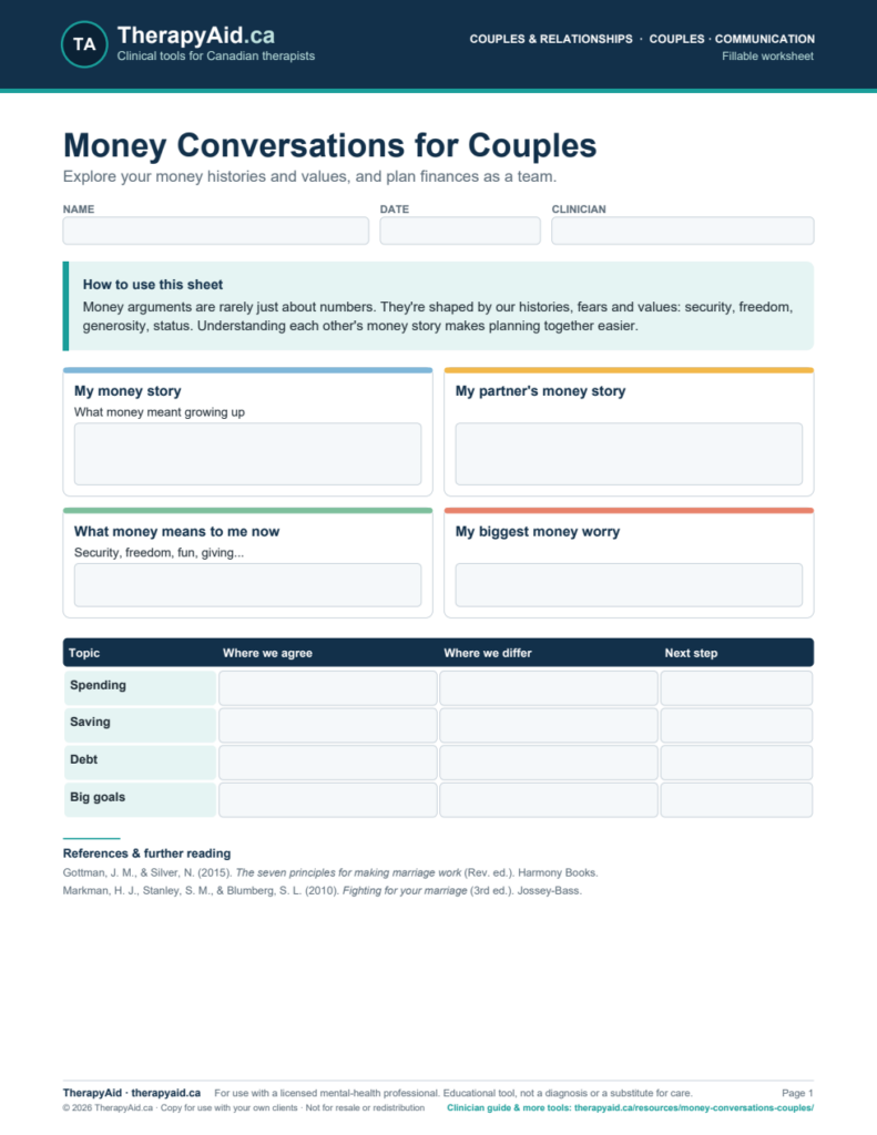 Preview of the Money Conversations for Couples worksheet