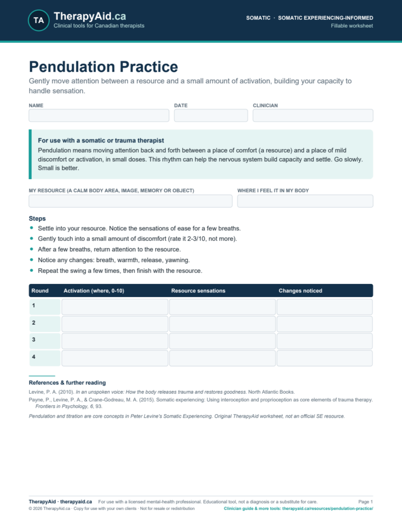 Preview of the Pendulation Practice worksheet