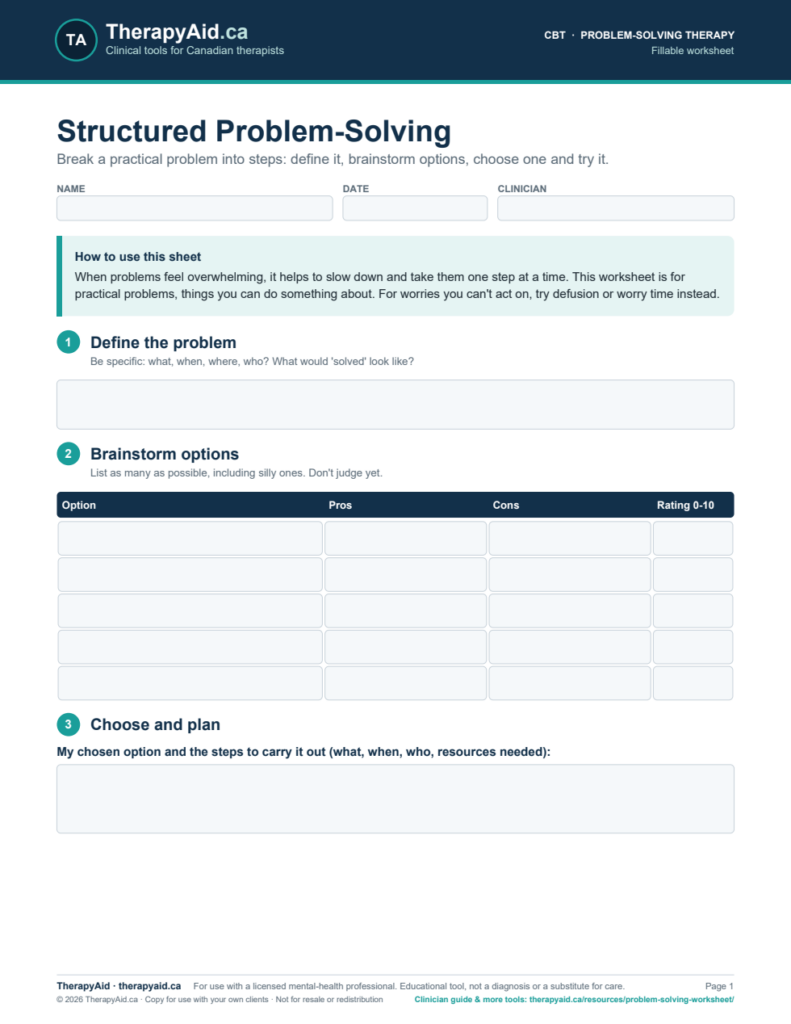 Preview of the Structured Problem-Solving worksheet