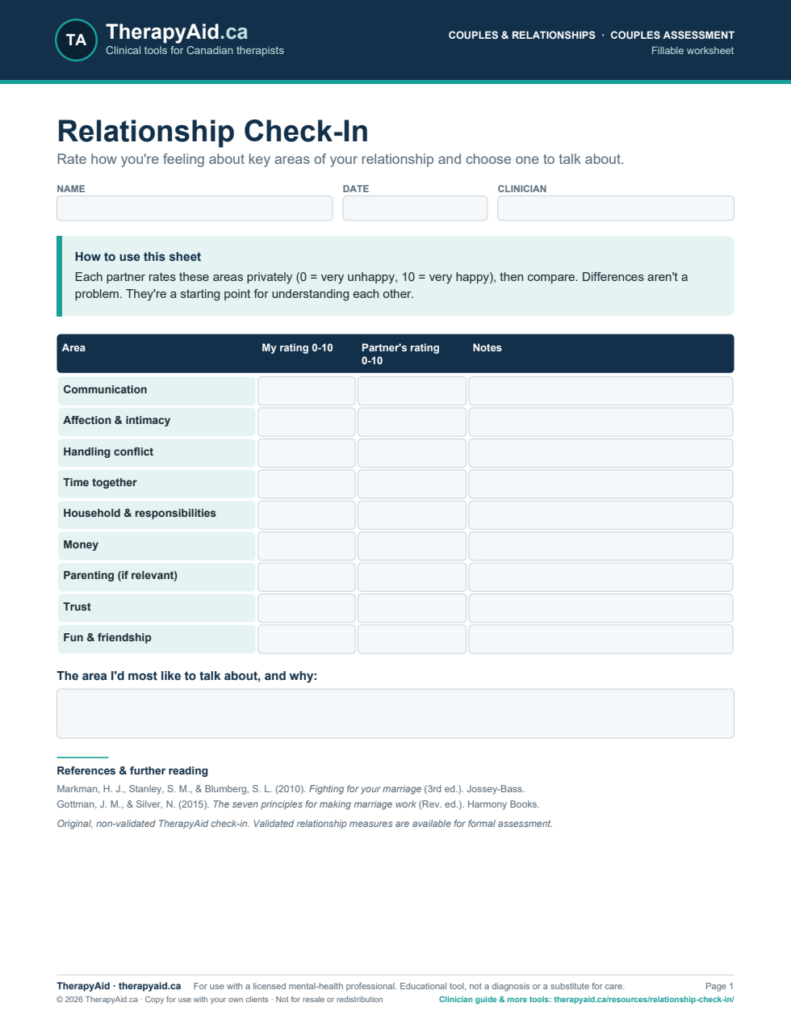 Preview of the Relationship Check-In worksheet