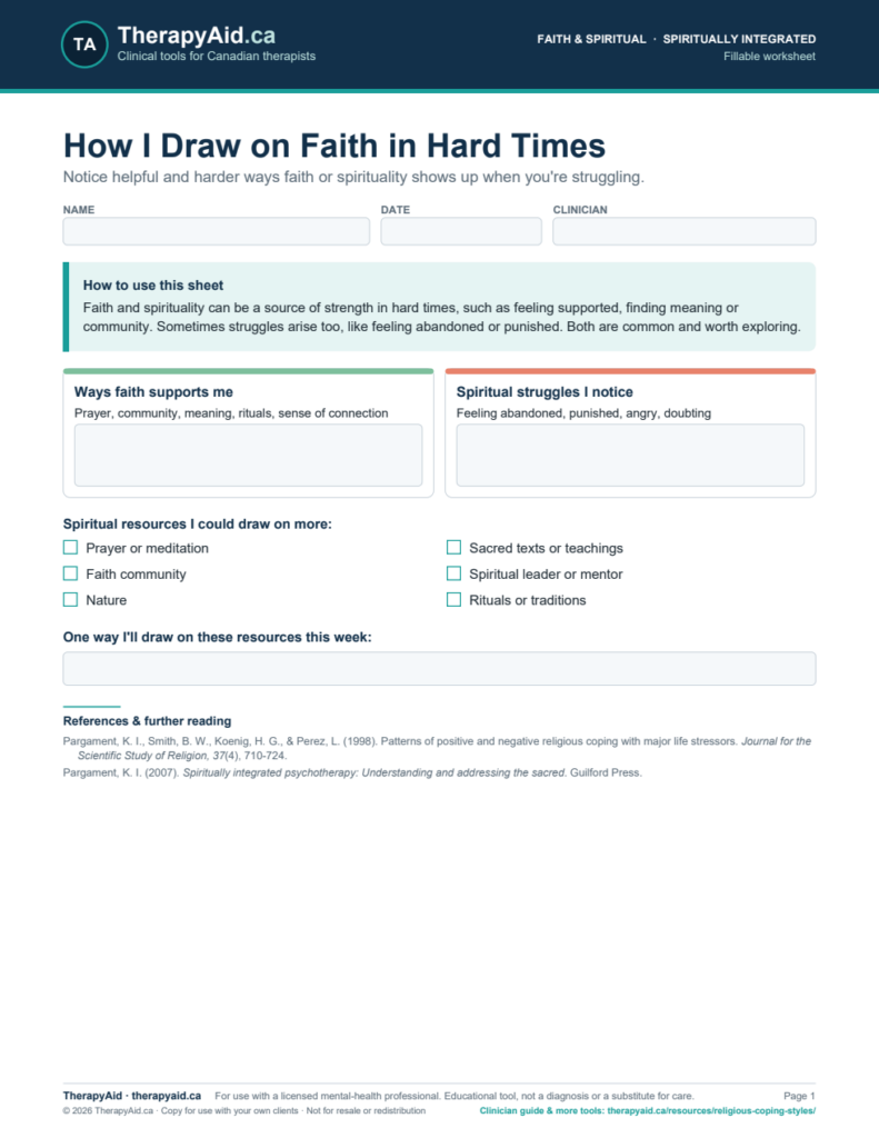 Preview of the How I Draw on Faith in Hard Times worksheet