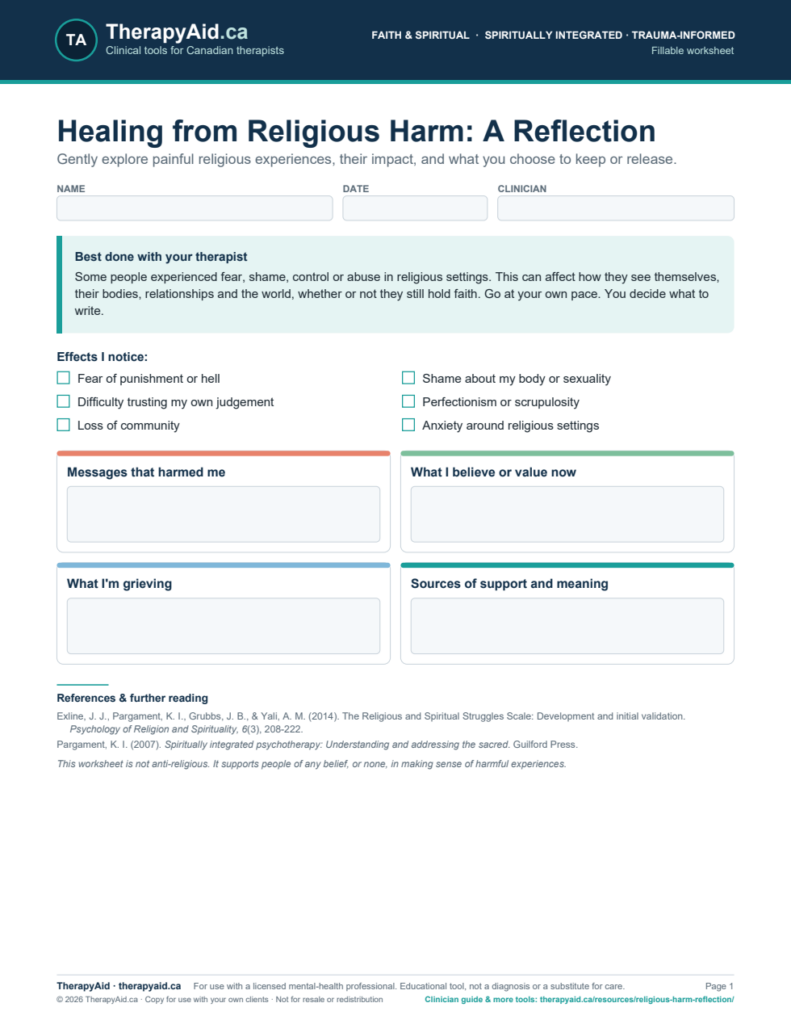 Preview of the Healing from Religious Harm: A Reflection worksheet