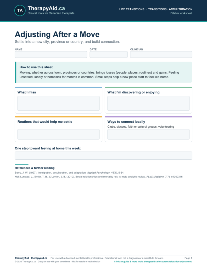 Preview of the Adjusting After a Move worksheet