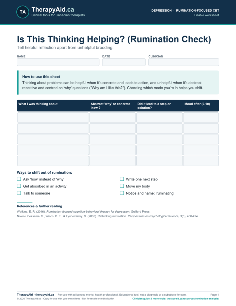 Preview of the Is This Thinking Helping? (Rumination Check) worksheet