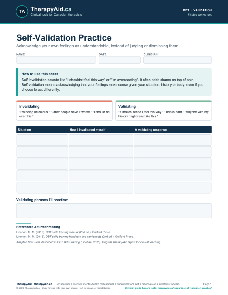 Preview of the Self-Validation Practice worksheet