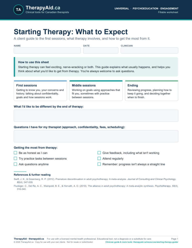 Preview of the Starting Therapy: What to Expect worksheet