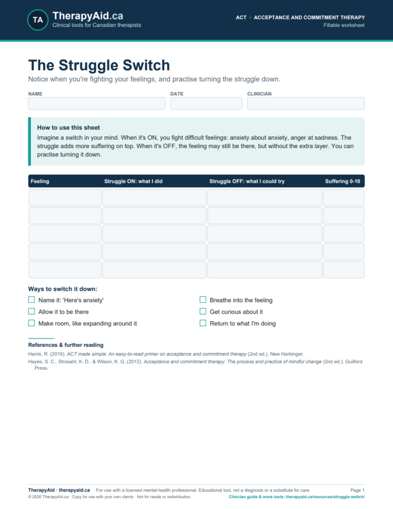 Preview of the The Struggle Switch worksheet