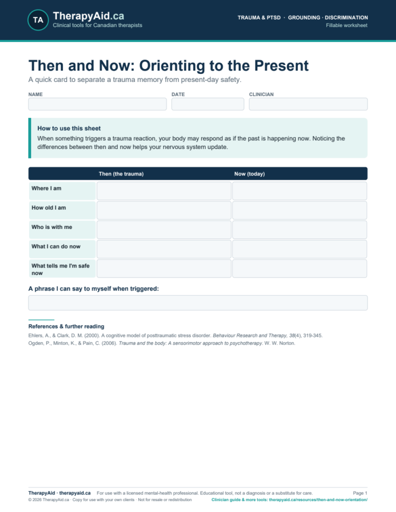 Preview of the Then and Now: Orienting to the Present worksheet