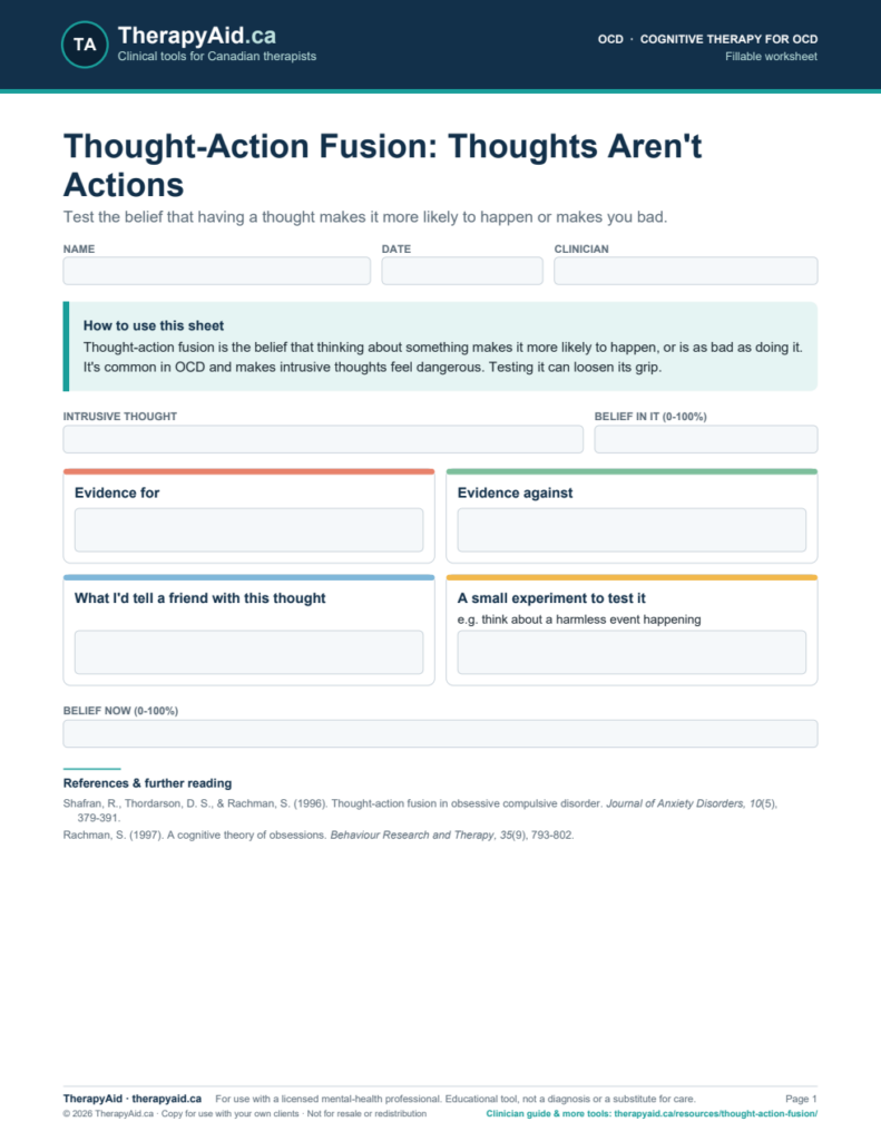 Preview of the Thought-Action Fusion: Thoughts Aren’t Actions worksheet