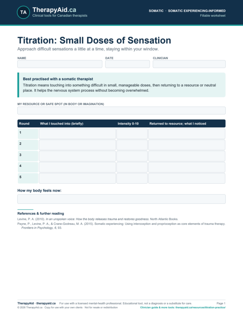 Preview of the Titration: Small Doses of Sensation worksheet