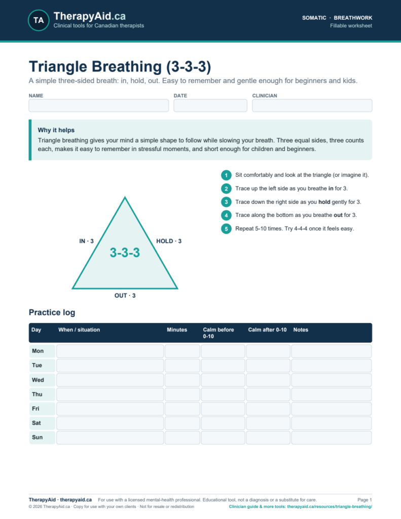 Preview of the Triangle Breathing (3-3-3) worksheet