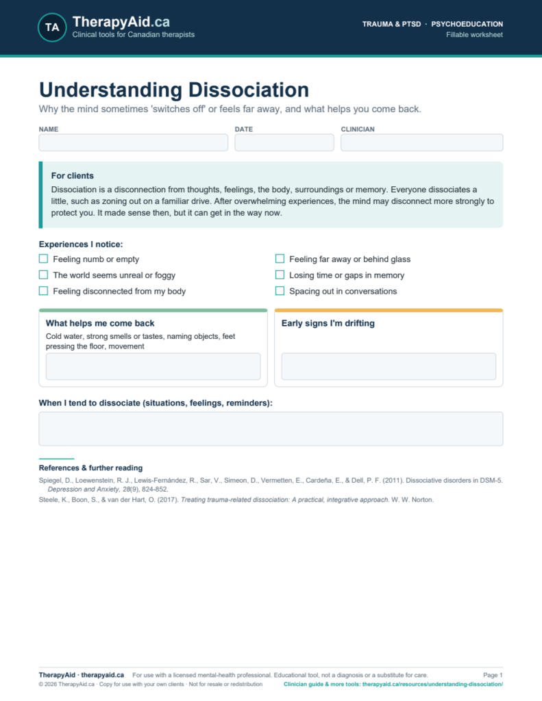 Preview of the Understanding Dissociation worksheet