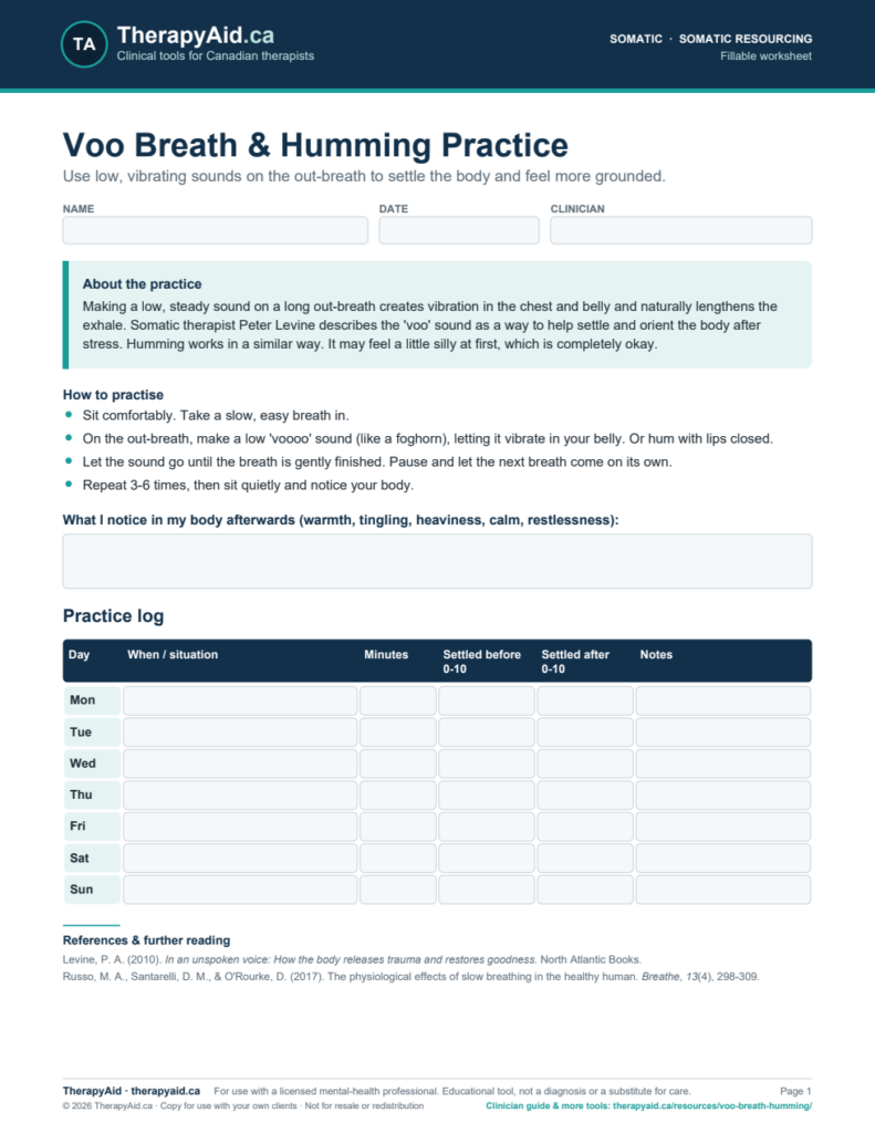Preview of the Voo Breath & Humming Practice worksheet